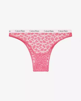 Ružové moderné čipkované nohavičky s elastickým pásom Calvin Klein