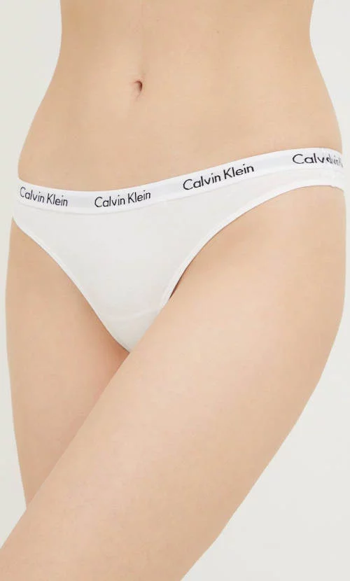 Biele dámske bavlnené tangá Calvin Klein
